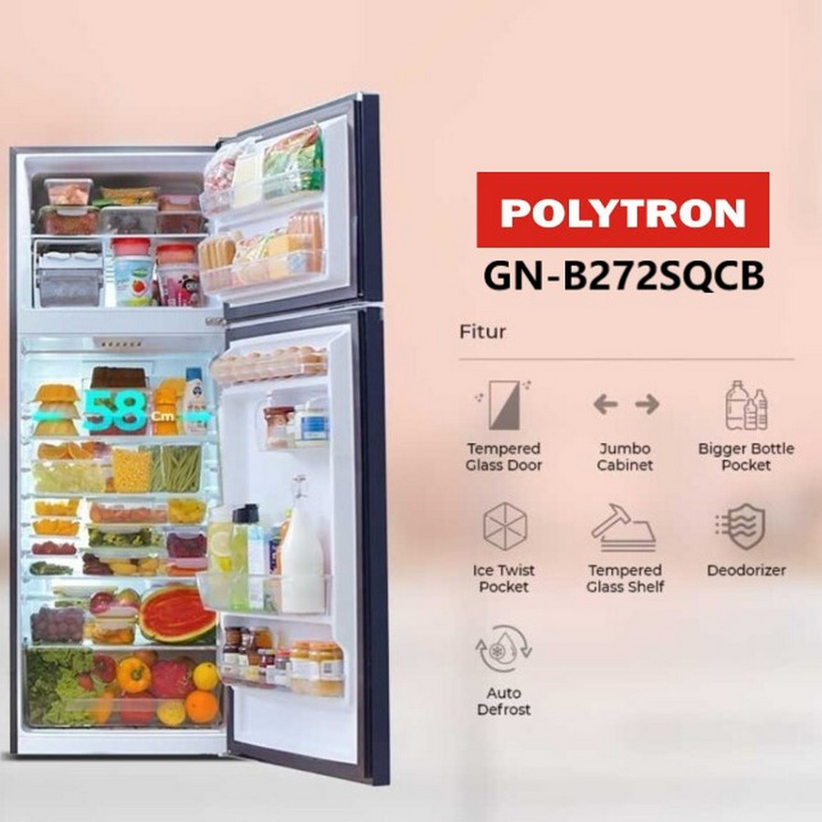 Kulkas 2 Pintu Belleza Jumbo 260 Liter PRW 29MN - samping